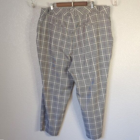 Ava & Viv  Plus Size 20 Ankle Pants Cream Plaid High-Rise Tapered - Picture 7 of 9